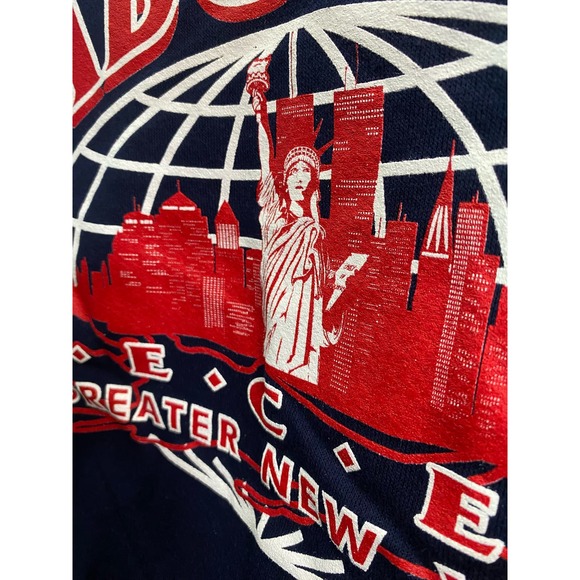 Laborers Union NY Twin Towers  Sweatshirt XL Vintage Blue Red 2000 -Back Hit- - Picture 8 of 13